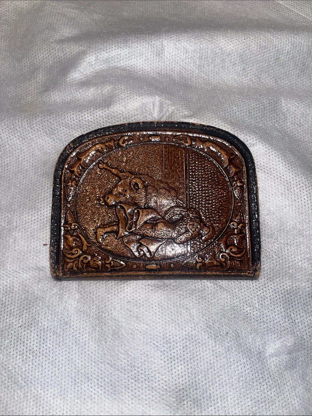 Vintage Leather Embossed Coin Purse - Brown